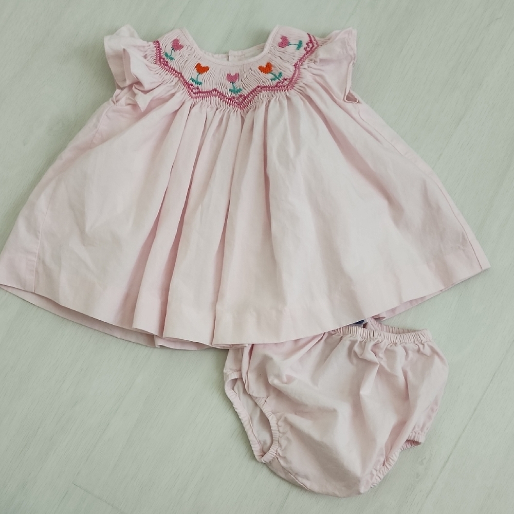 Jacadi Pink Embroidered Kids Dress